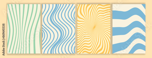 Groovy hippie 70s backgrounds Waves, swirl, twirl pattern