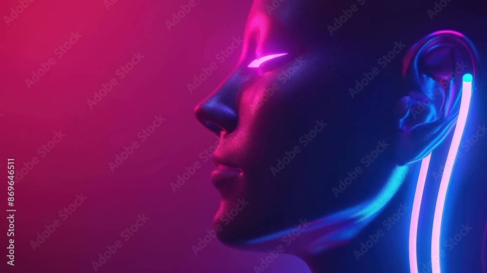 A Close-up Shot of a Futuristic profiles with abstract cyber elements A Close-up Shot of a Futuristic profiles with abstract cyber elements