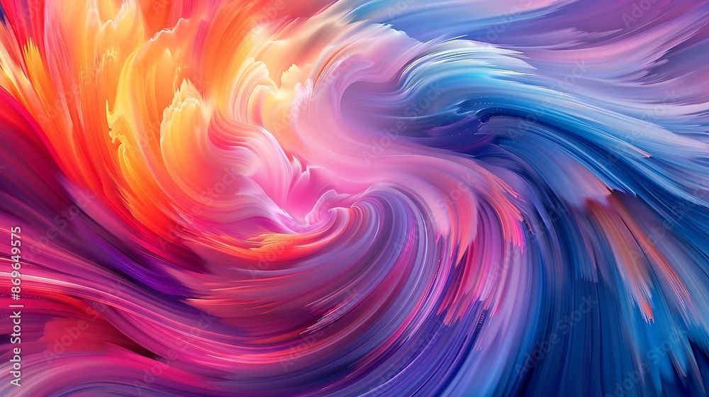 Obraz premium Harmonious swirls of vibrant colors dancing across the canvas in a mesmerizing display.