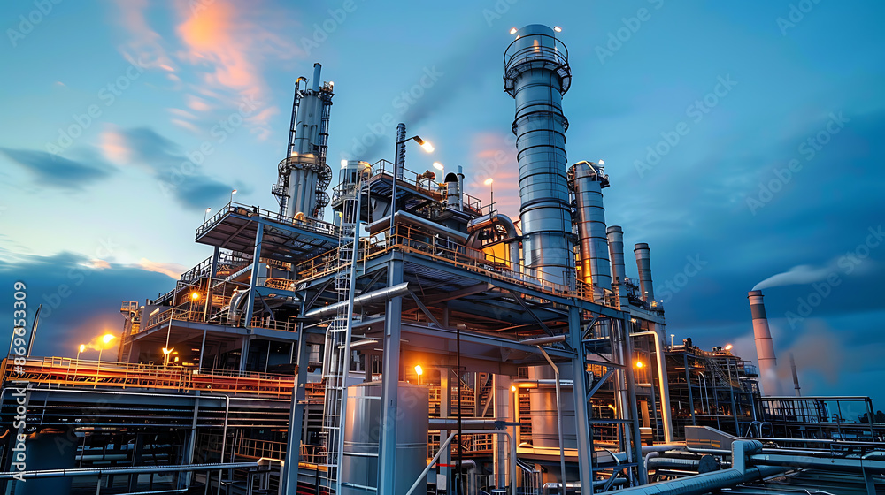 Oil refinery at twilight Oil refinery at twilight