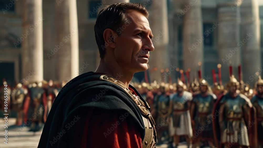 Roman General Standing Before His Legion