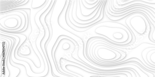 Abstract papercut multi layers background. 3D topographic pattern banner design. White papercut wave background design. Vector illustration.