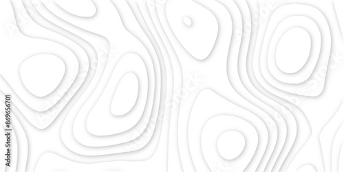 Abstract papercut multi layers background. 3D topographic pattern banner design. White papercut wave background design. Vector illustration.