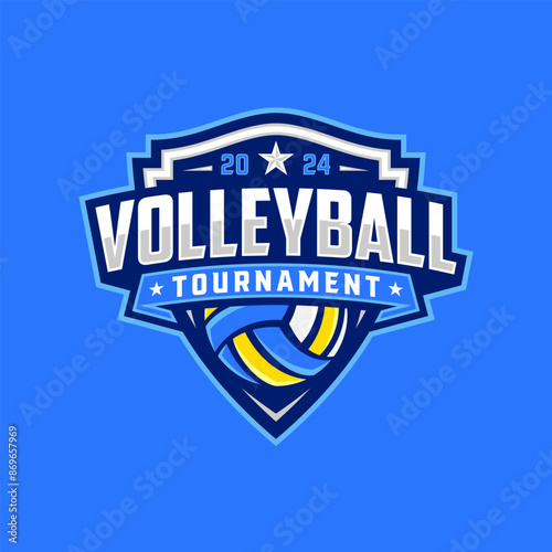 Volleyball Team Emblem Logo Design Vector Illustration