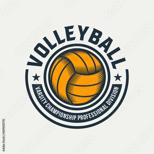 Vintage Volleyball logo, volley club logo, ball logo icon vector