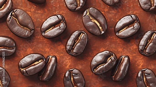 Coffee beans on a brown background. Close-up.