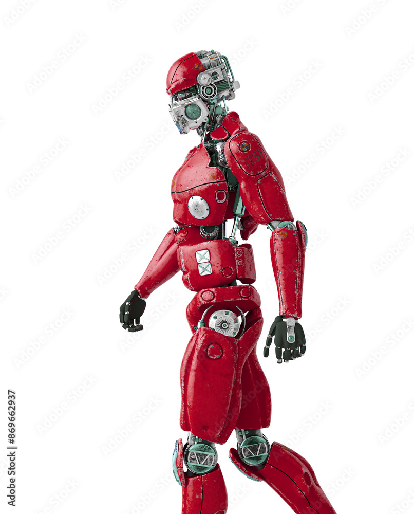 beta tester mech is wlking alone on side close up view beta tester mech is wlking alone on side close up view