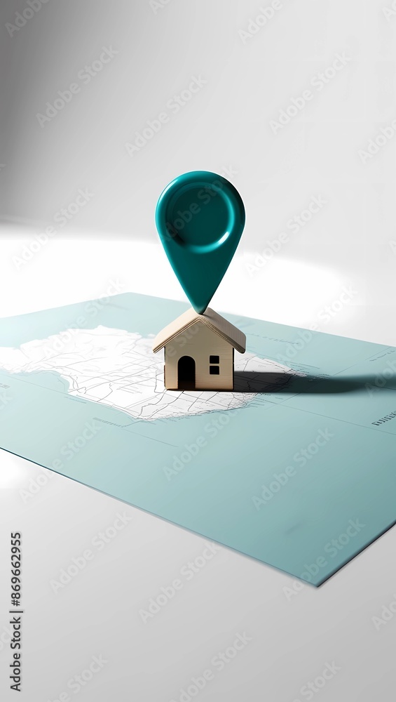 House Icon with Location Pin on Map Representing Real Estate Location ...