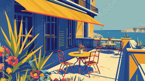 Charming vectorial Illustration of an outdoor cafe
