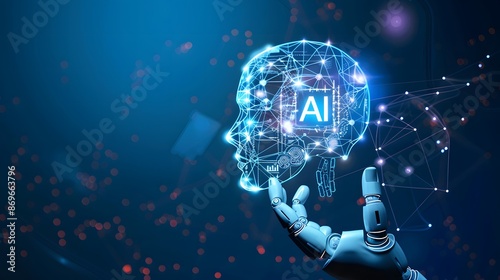 AI Robot Holding a Digital Brain