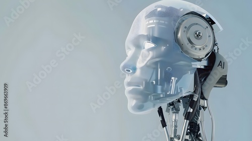 artificial intelligence robot or cyborg with blank copy space