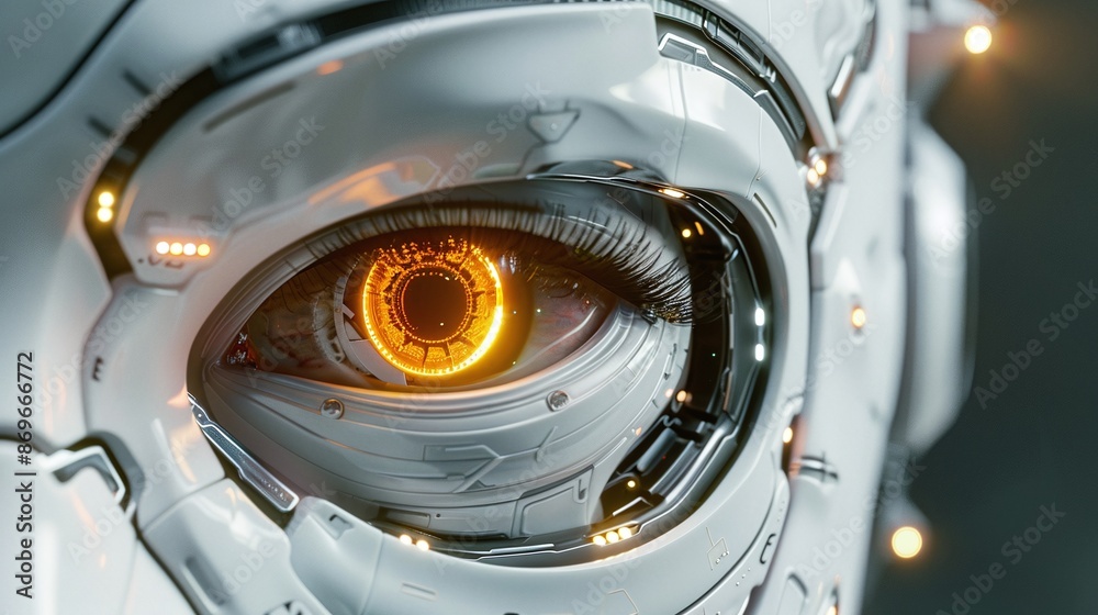 close up of futuristic robot eye close up of futuristic robot eye