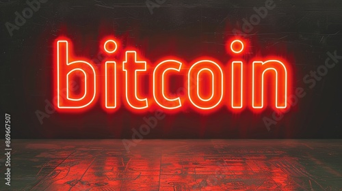 text "bitcoin" neon sign