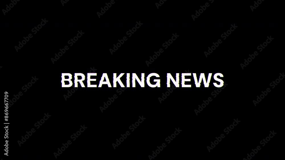 Breaking news text with screen effects of technological failures. Spectacular screen glitch with various kinds of interference. Looped Breaking news text with screen effects of technological failures. Spectacular screen glitch with various kinds of interference. Looped