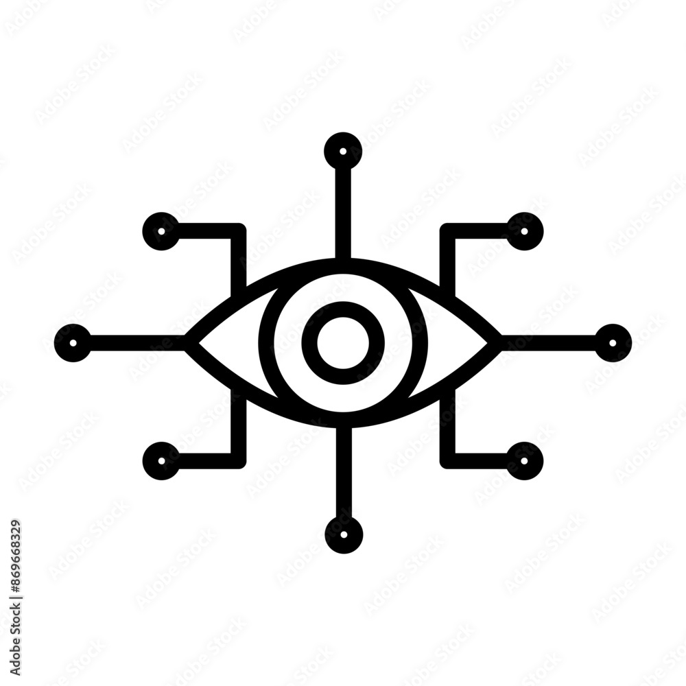Bionic eye icon linear logo mark in black and white Bionic eye icon linear logo mark in black and white