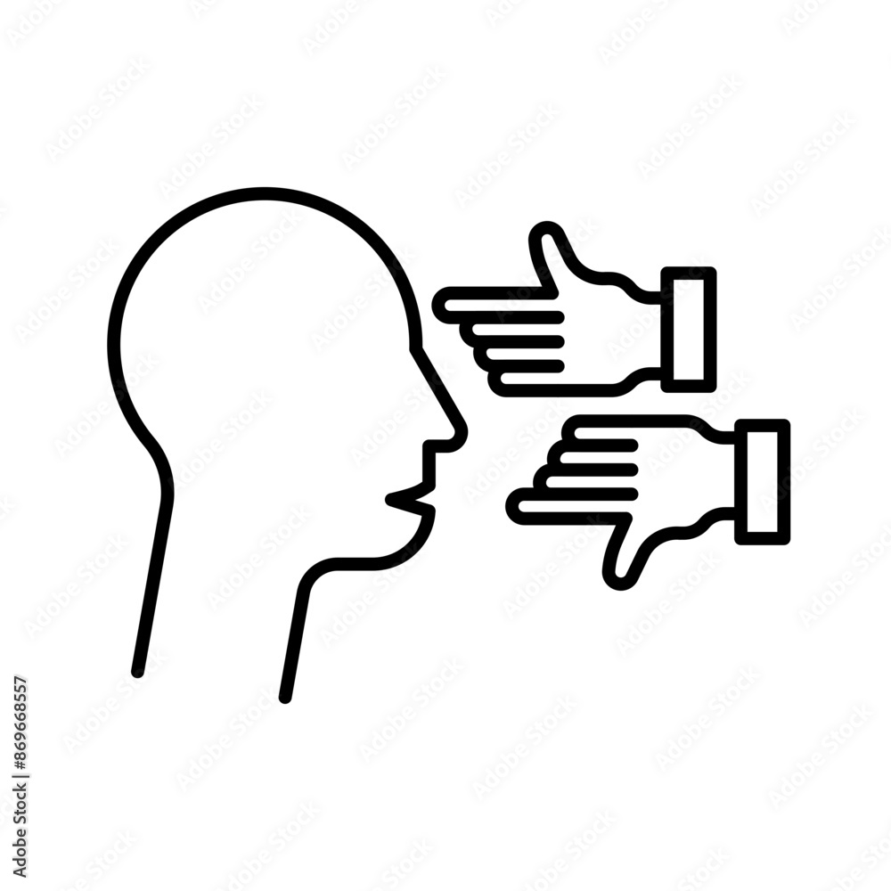 Criticism icon linear logo mark in black and white