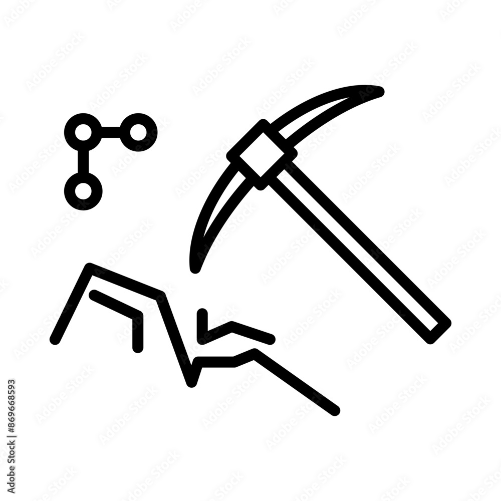 Data Mining icon linear logo mark in black and white Data Mining icon linear logo mark in black and white