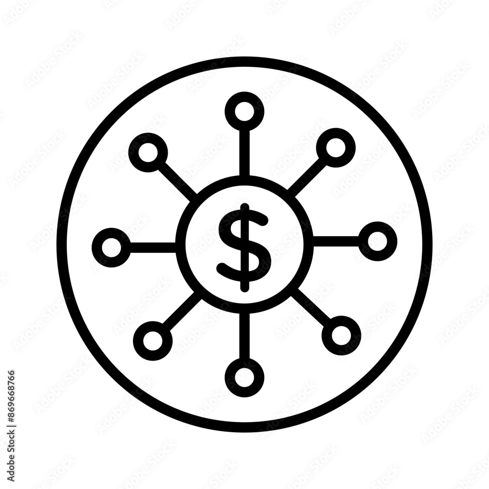 Financial Scheme icon linear logo mark in black and white Financial Scheme icon linear logo mark in black and white