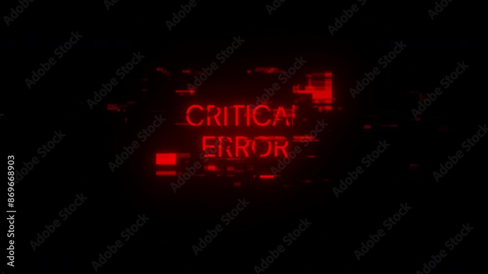 Critical error text with screen effects of technological failures. Spectacular screen glitch with various kinds of interference. Looped Critical error text with screen effects of technological failures. Spectacular screen glitch with various kinds of interference. Looped