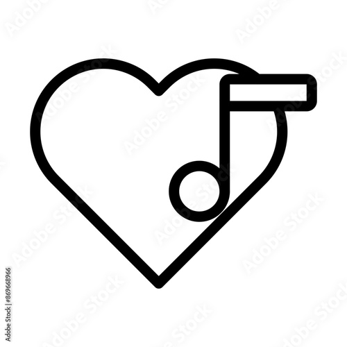 Heard heart note icon linear logo mark in black and white