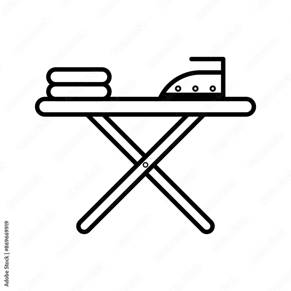 ironing table icon linear logo mark in black and white ironing table icon linear logo mark in black and white