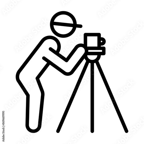 land surveyor icon linear logo mark in black and white