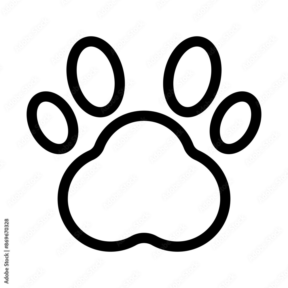 Paw Print icon linear logo mark in black and white