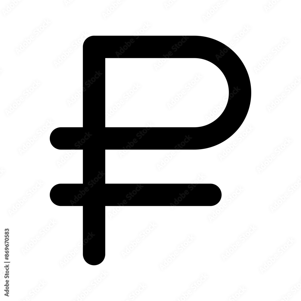Ruble icon linear logo mark in black and white Ruble icon linear logo mark in black and white