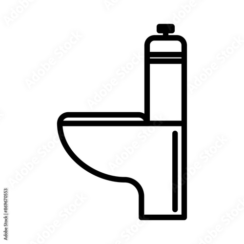 restroom toilet icon linear logo mark in black and white