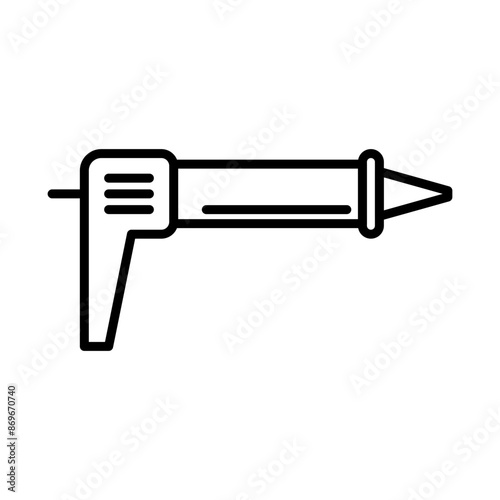 sealant gun icon linear logo mark in black and white