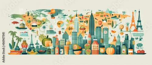 Develop visuals depicting the cultural significance of exported goods in different regions