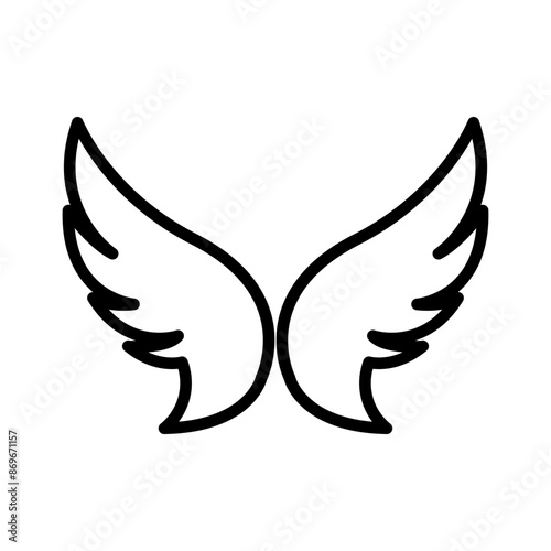 Wings icon linear logo mark in black and white