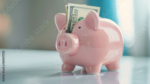 The Piggy Bank with Cash photo
