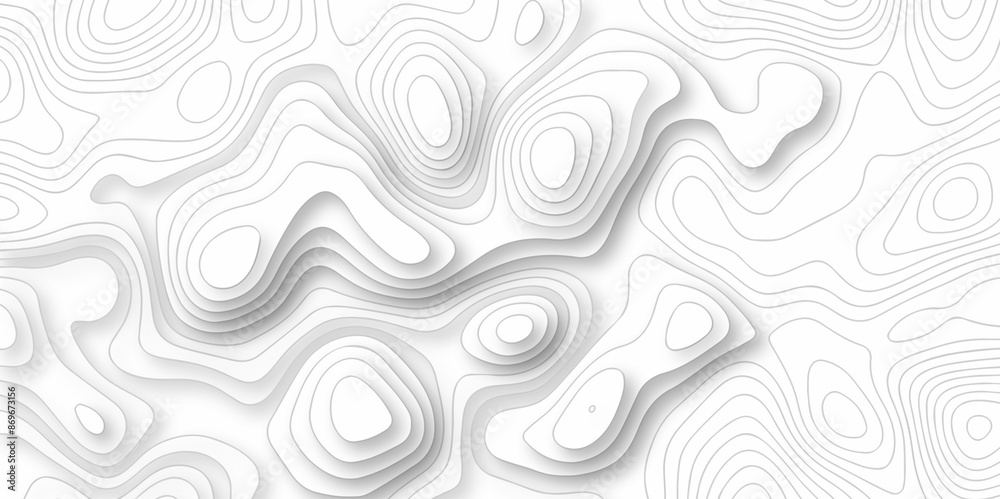 Vector white wave line geography landscape Topo contour map on white background. Geographic mountain relief diagram line wave carve pattern. Topographic world map contour lines map. Vector white wave line geography landscape Topo contour map on white background. Geographic mountain relief diagram line wave carve pattern. Topographic world map contour lines map.