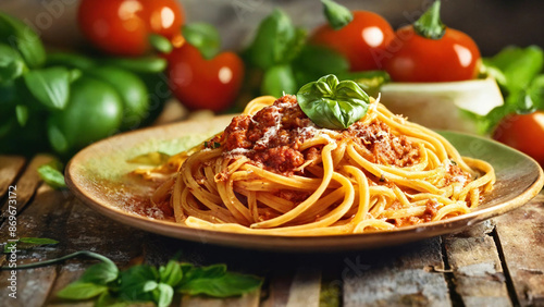 Italian spaghetti pasta, 16:9 with copyspace, 300 dpi