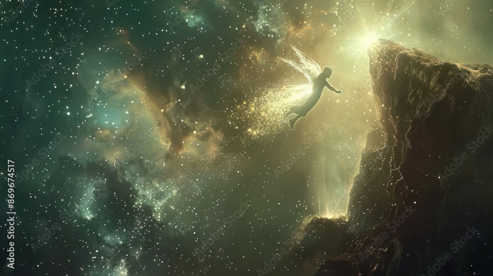 Obraz premium A man is standing in front of a large golden circle