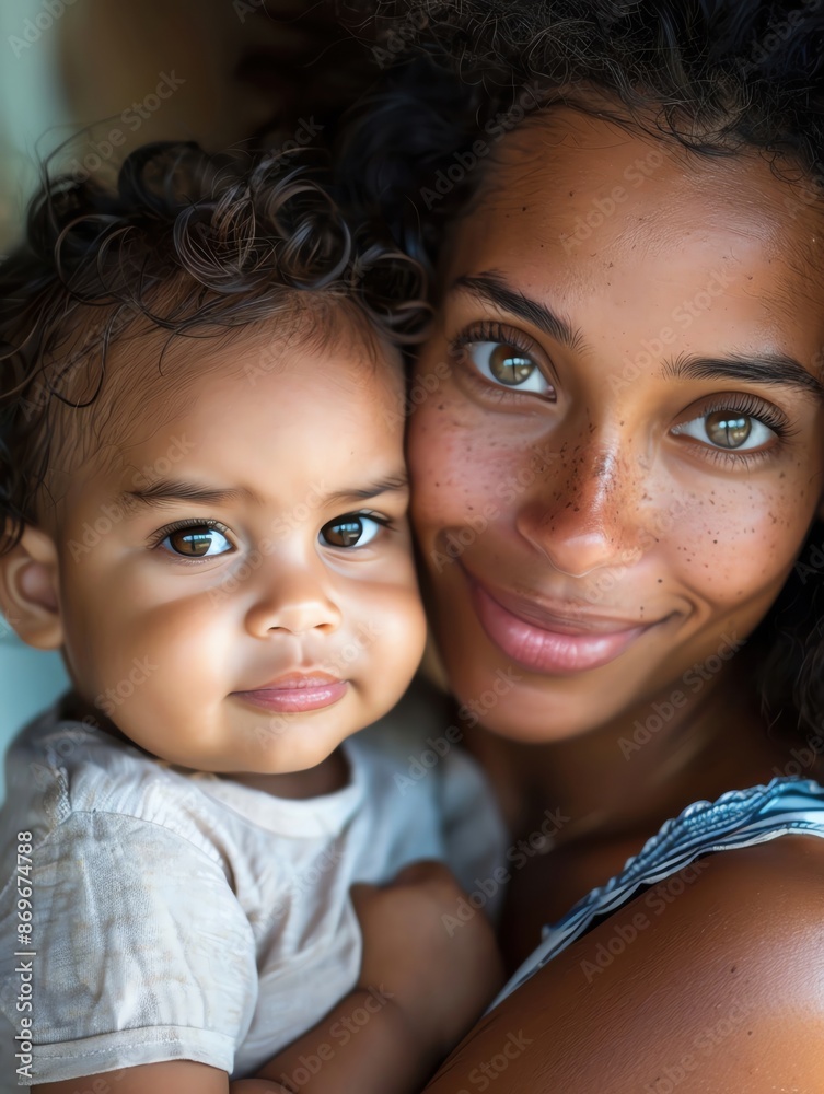 A close-up shot of a young mother holding her baby with a loving smile, ample copy space A close-up shot of a young mother holding her baby with a loving smile, ample copy space