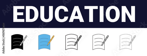 Different style Editable outline Back to school icons collection. outline icons related to higher education. Editable, filled, outline, line and stroke style can be used for web, mobile, ui,