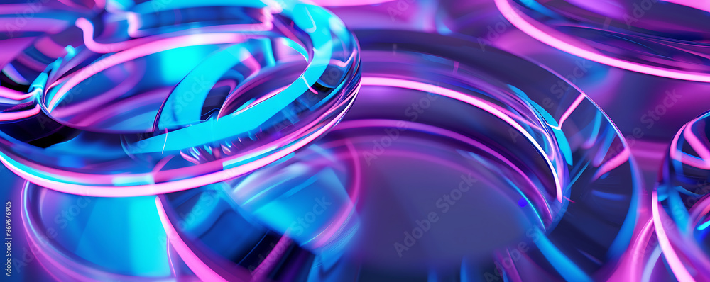 A captivating 3D render featuring abstract blue and purple colored rings intertwined against a blurred background A captivating 3D render featuring abstract blue and purple colored rings intertwined against a blurred background