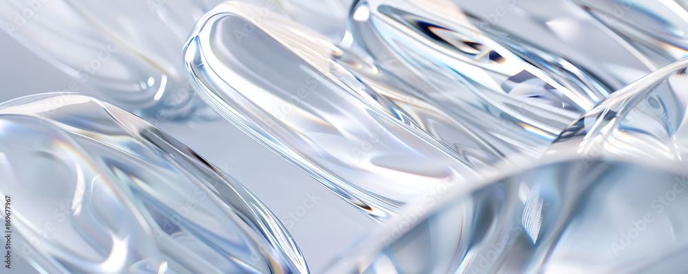 An elegant abstract image featuring transparent glass rounded lines set against a light background An elegant abstract image featuring transparent glass rounded lines set against a light background