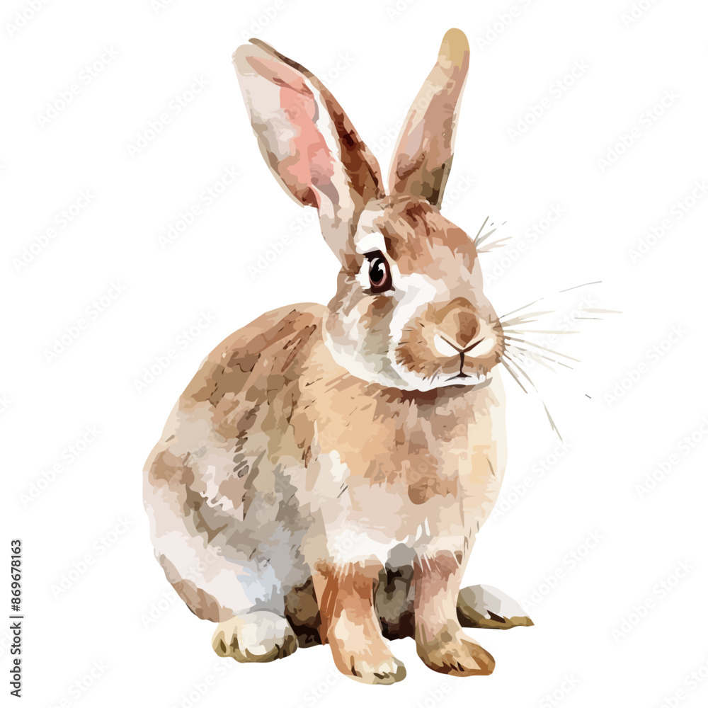Watercolor drawing clipart of a Rabbit, isolated on a white background ...