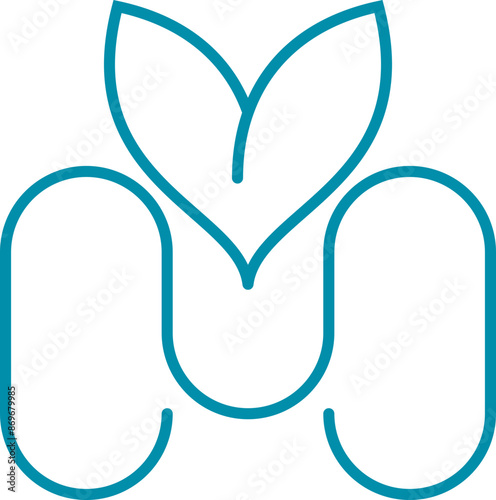M lettermark and leaf icon logo design