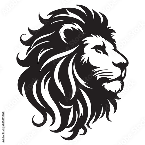 Lion Head Silhouette Vector Art Illustration 