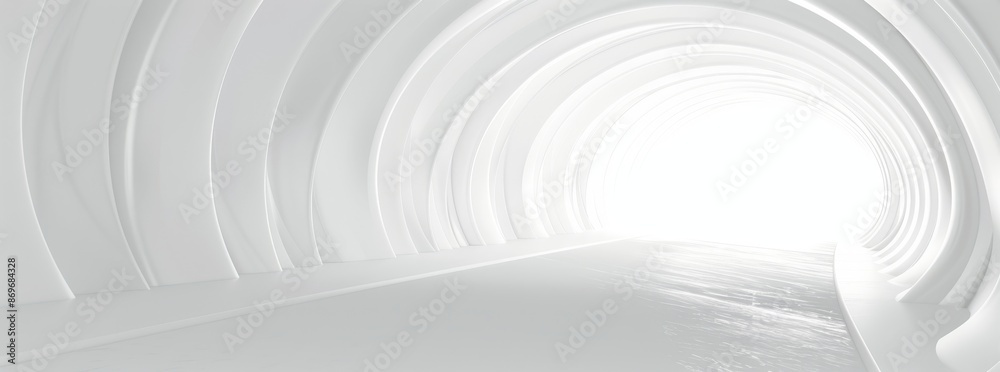 A futuristic, bright white tunnel with glowing lights. Clean lines and modern design in a sci-fi atmosphere. A futuristic, bright white tunnel with glowing lights. Clean lines and modern design in a sci-fi atmosphere.