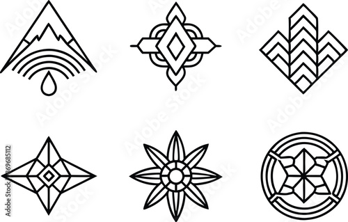 set off minimal logo and icon illustration black and white