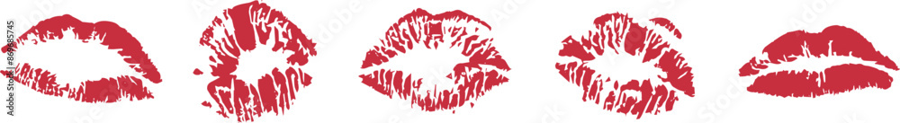 Set of prints of lips, lipstick, kisses. Collection of vector illustrations Set of prints of lips, lipstick, kisses. Collection of vector illustrations