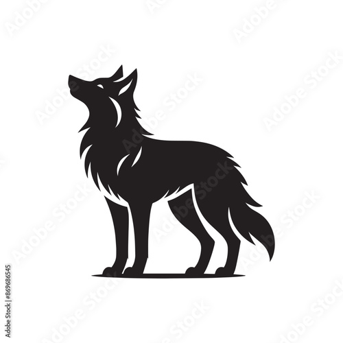 Black silhouette of wild wolf on a white background vector illustration