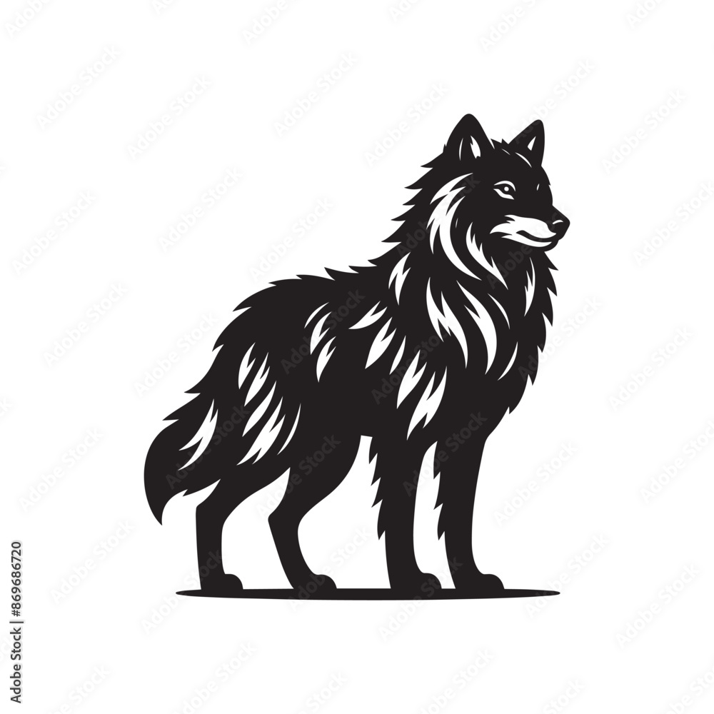 Black silhouette of wild wolf on a white background vector illustration Black silhouette of wild wolf on a white background vector illustration