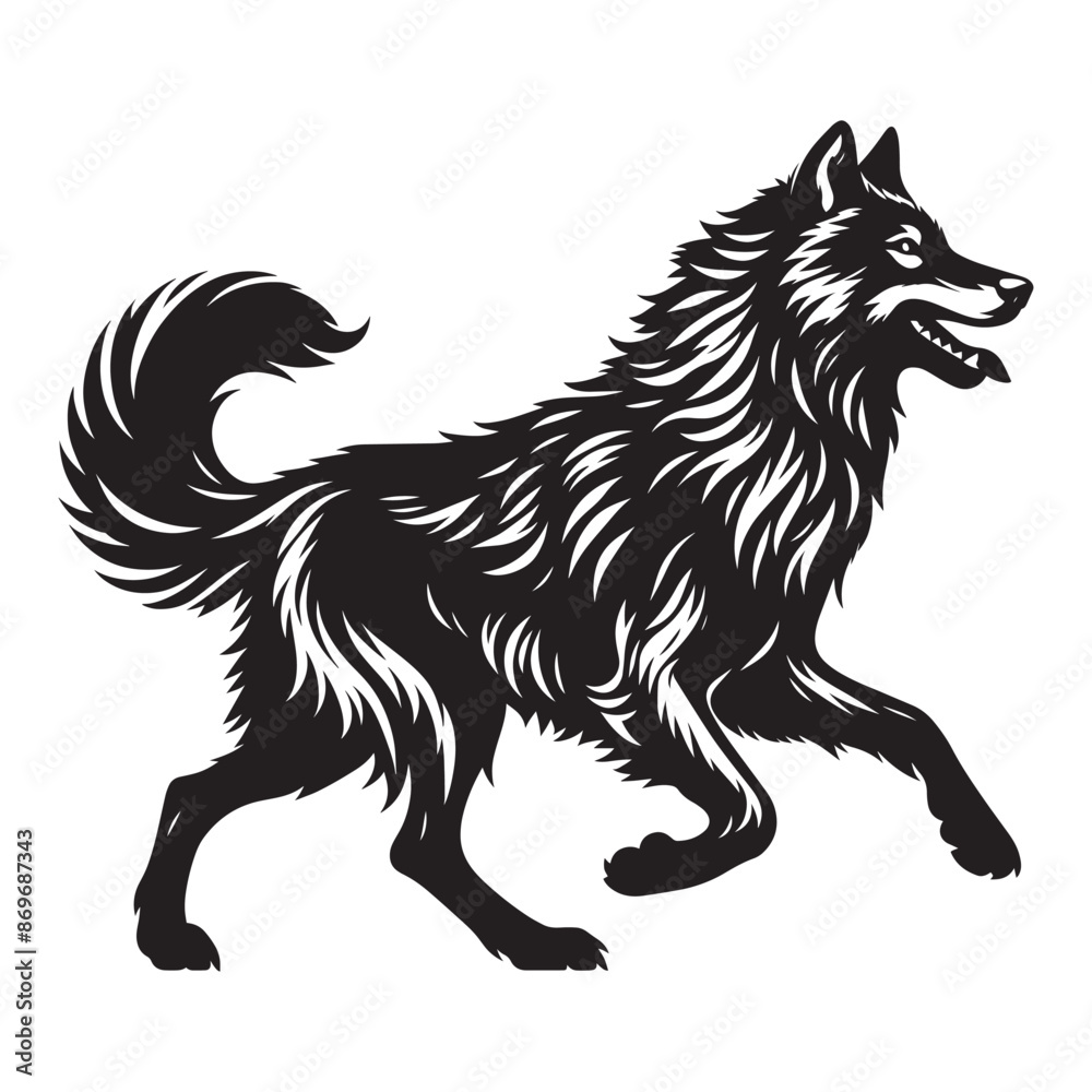 Black silhouette of wild wolf on a white background vector illustration Black silhouette of wild wolf on a white background vector illustration