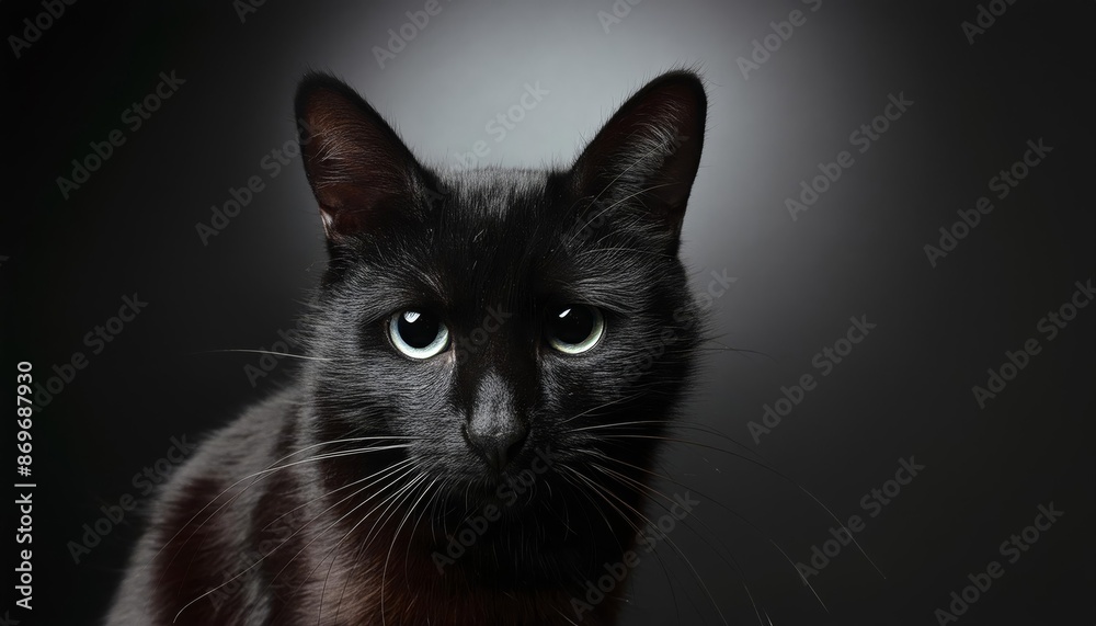 Obraz premium Spooky black cat from black shadow